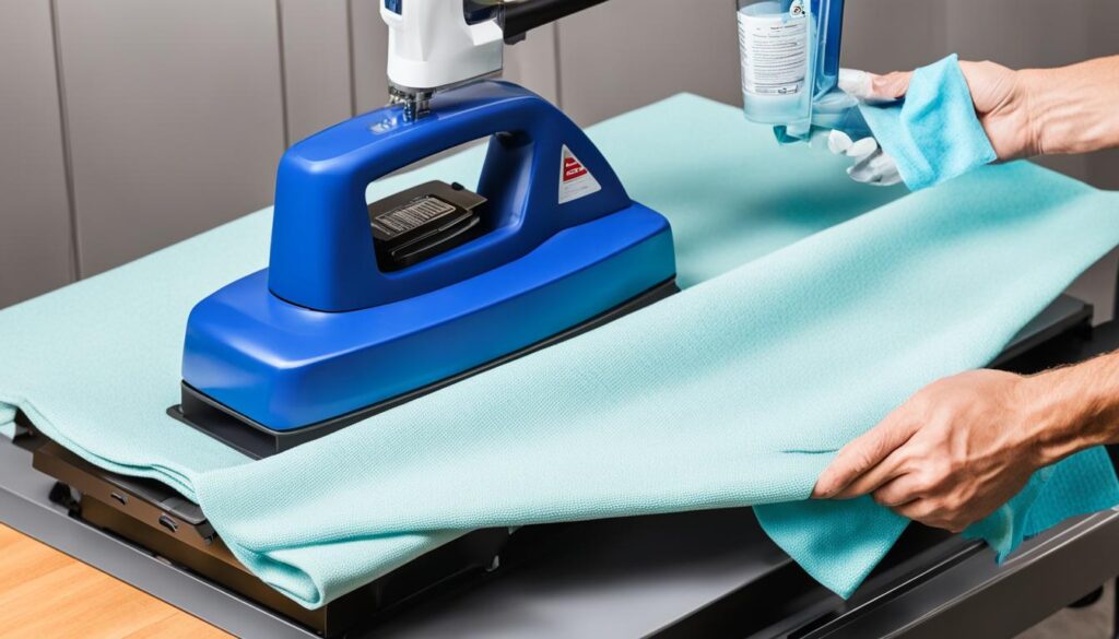 cleaning a swing-away heat press