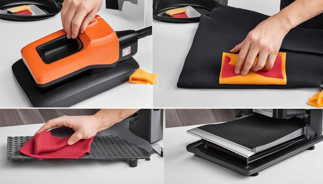 how to clean melted items from a heat press